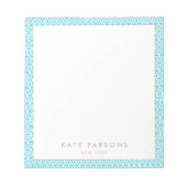 Cute Turquoise Lattice Pattern Notitieblok (Voorkant)