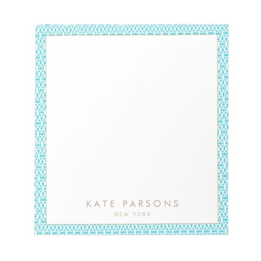 Cute Turquoise Lattice Pattern Notitieblok (Voorkant)