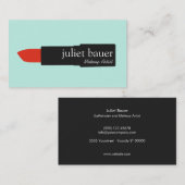 Cute Turquoise Makeup Artist Lipstick Logo Beauty Visitekaartje (Voorkant / Achterkant)