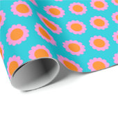 Cute Turquoise Mod Retro 60s Vloerpatroon Cadeaupapier (Rol Hoek)