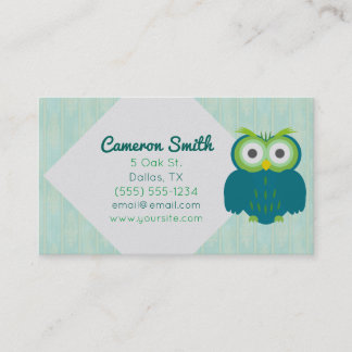 Cute Turquoise Owl Visitekaartjes