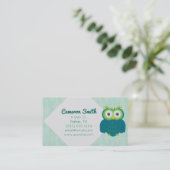Cute Turquoise Owl Visitekaartjes (Staand voorkant)
