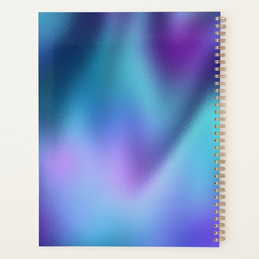 Cute turquoise paarse faux glitter monogram planner (Achterkant)