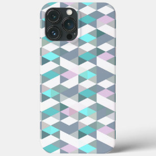 Cute Turquoise Pink Squares Triangles Art Pattern Case-Mate iPhone Case