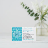 Cute Turquoise Polka Dots with Girly Monogram Visitekaartje (Staand voorkant)