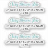 Cute Turquoise Script Clean Lip Gloss Makeup Sticker (Voorkant)