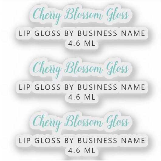 Cute Turquoise Script Clean Lip Gloss Makeup Sticker (Voorkant)