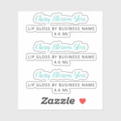 Cute Turquoise Script Clean Lip Gloss Makeup Sticker (Vel)