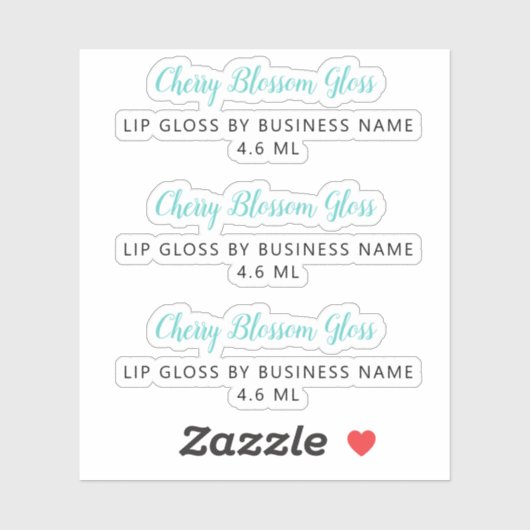 Cute Turquoise Script Clean Lip Gloss Makeup Sticker (Vel)