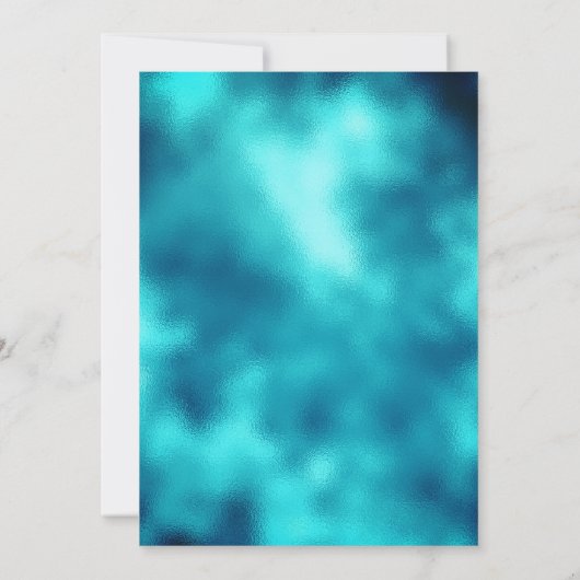 Cute turquoise Silfaux glitter monogram Kaart (Achterkant)