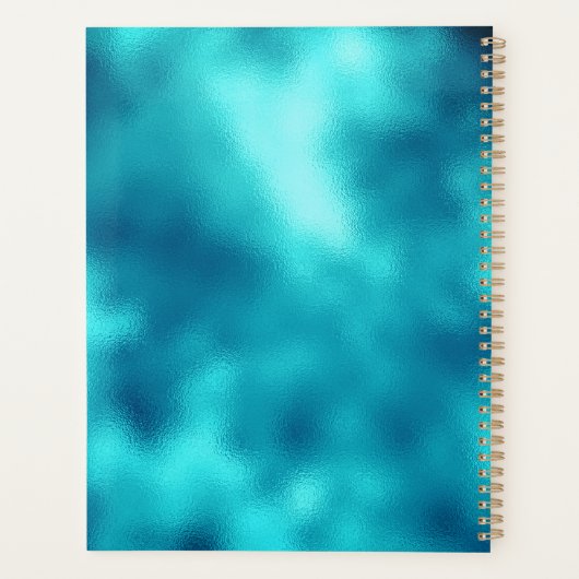 Cute turquoise Silfaux glitter monogram Planner (Achterkant)
