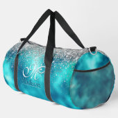 Cute turquoise Silfaux glitter monogram Plunjezak (Rechterhoek)