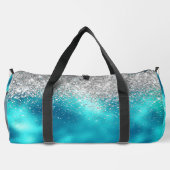 Cute turquoise Silfaux glitter monogram Plunjezak (Achterkant)