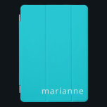 Cute Turquoise Solid Color Persoonlijke naam iPad Pro Cover<br><div class="desc">Cute Turquoise Solid Color Persoonlijke naam iPad Pro Hoesje</div>