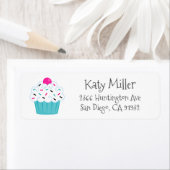 Cute Turquoise Sprinkle Cupcake Girls Etiket (Insitu)