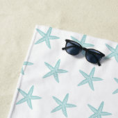 Cute Turquoise Starfish Custom Beach Towel Strandlaken (In situ)