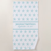 Cute Turquoise Starfish Custom Beach Towel Strandlaken (Voorkant)
