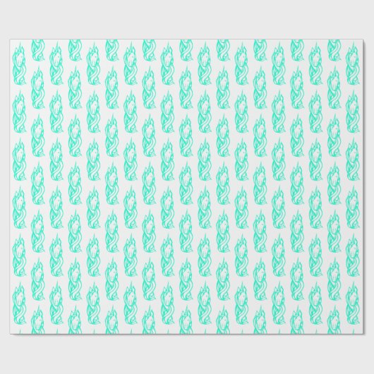 Cute Turquoise Unicorn Pattern Magical Cadeaupapier (Vlak)