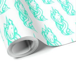 Cute Turquoise Unicorn Pattern Magical Cadeaupapier