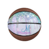 Cute Turquoise Unicorn Rainbow Glitter Drivers Basketbal (Voorkant)