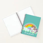 Cute Turquoise Unicorn Rainbow Name Sketch Notitieboek (Binnen)