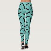 Cute Turquoise Vleermuizen Halloween Party Leggings (Achterkant)