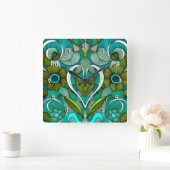 Cute  Turquoise Wallpaper Vierkante Klok (Huis)