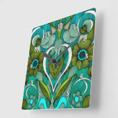 Cute  Turquoise Wallpaper Vierkante Klok (Hoek)