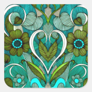 Cute  Turquoise Wallpaper Vierkante Sticker