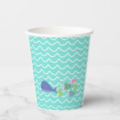 Cute Turquoise Whale & Fishy Paper Cups Papieren Bekers (Voorkant)