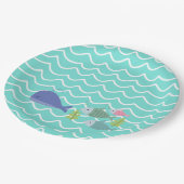 Cute Turquoise Whale & Fishy Paper Plates Papieren Bordje (Gekanteld)