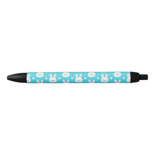 Cute turquoise white easter bunnies simpel patroon zwarte inkt pen (Voorkant)