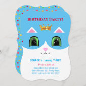 Cute Turquoise & Witte Prince Tuxedo Kat Verjaarda Kaart (Voorkant / Achterkant)