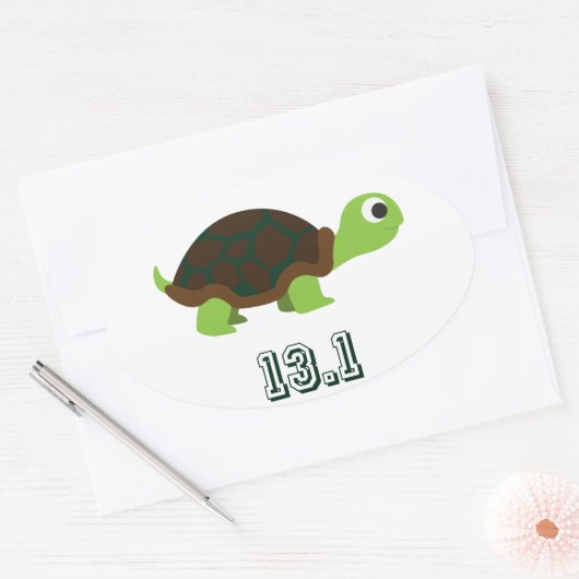 Cute Turtle 13.1 Ovale Sticker (Envelop)