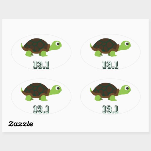 Cute Turtle 13.1 Ovale Sticker (Vel)