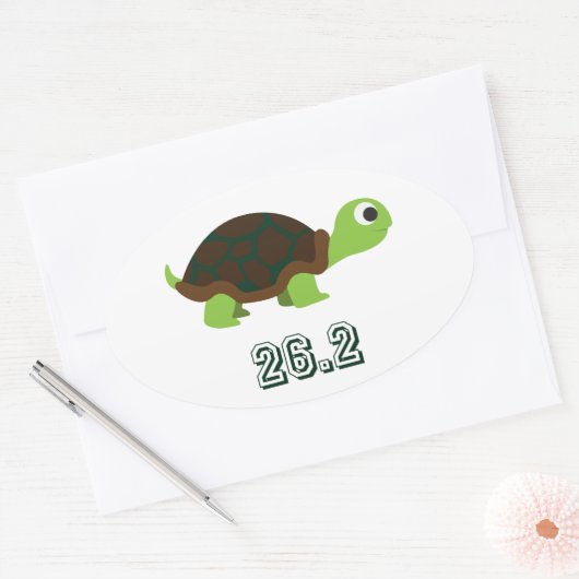 Cute Turtle 26.2 Ovale Sticker (Envelop)