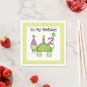 Cute Turtle 2de Birthday Paper Napkins Servet (Insitu)
