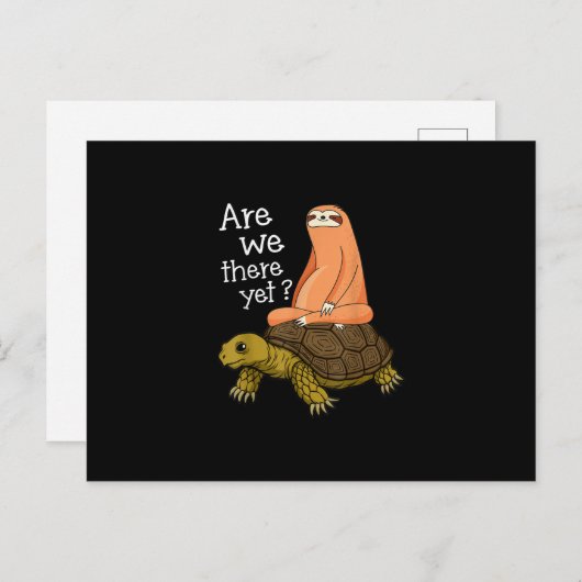 Cute Turtle and Sloth Back to School gift van mama Aankondigingskaart (Voorkant / Achterkant)