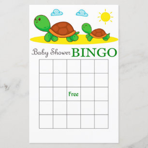 Cute turtle baby shower bingo
