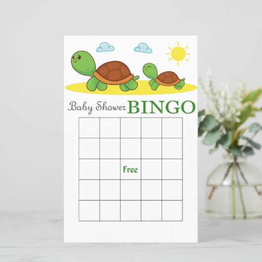 Cute turtle baby shower bingo (Staand voorkant)