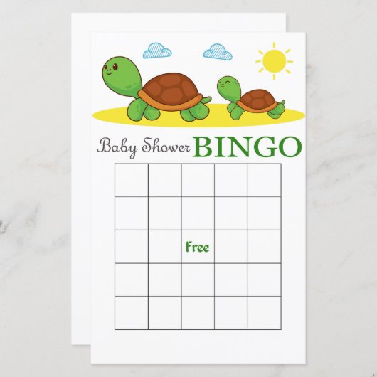 Cute turtle baby shower bingo (Voorkant / Achterkant)