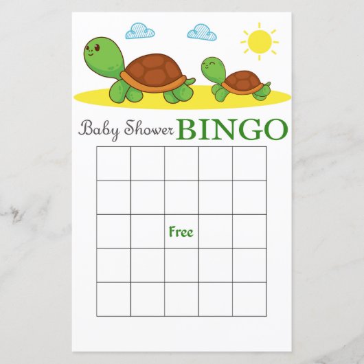 Cute turtle baby shower bingo (Voorkant)