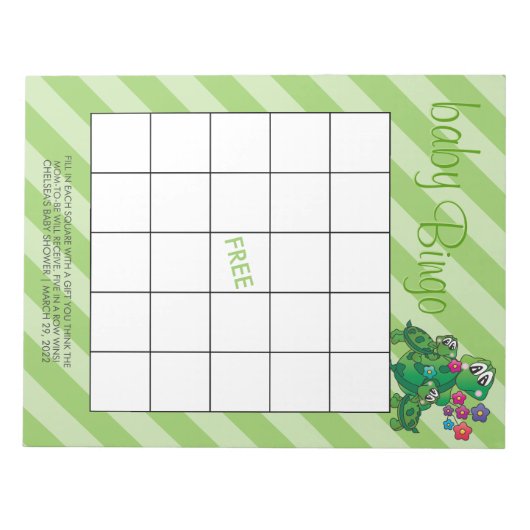 Cute Turtle Baby shower - Bingo Game Notitieblok (Voorkant)