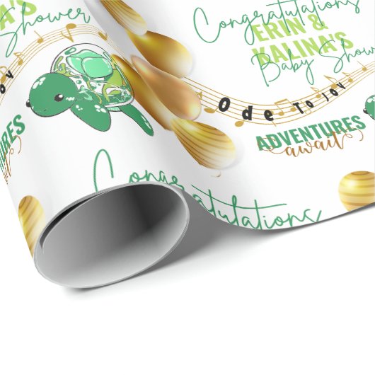 Cute Turtle Baby shower Cadeaupapier (Rol Hoek)
