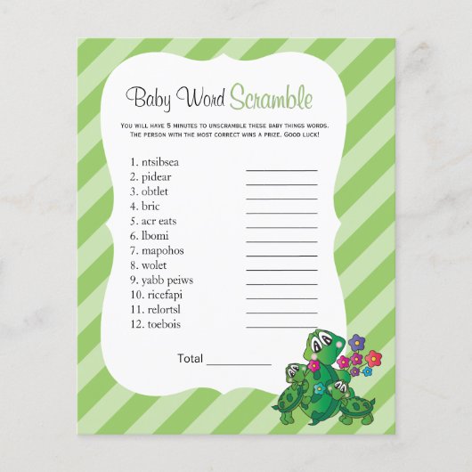 Cute Turtle Baby shower Game Flyer (Voorkant)