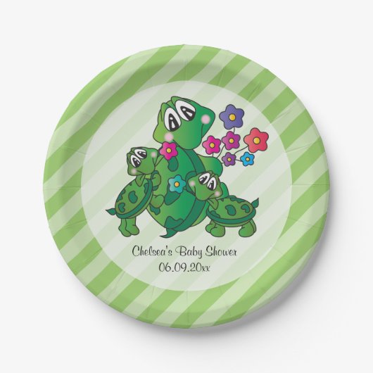 Cute Turtle Baby shower Thema Papieren Bordje (Voorkant)