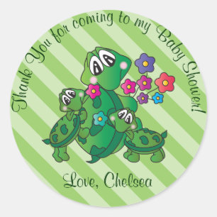 Cute Turtle Baby shower Thema Ronde Sticker