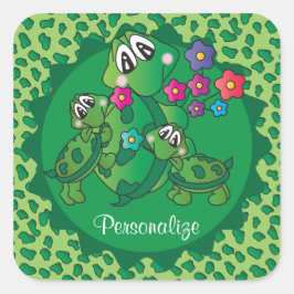 Cute Turtle Baby shower Thema Vierkante Sticker
