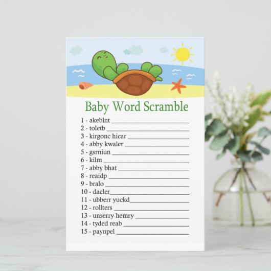 Cute Turtle Baby word scramble game (Staand voorkant)