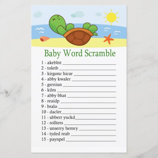 Cute Turtle Baby word scramble game (Voorkant)
